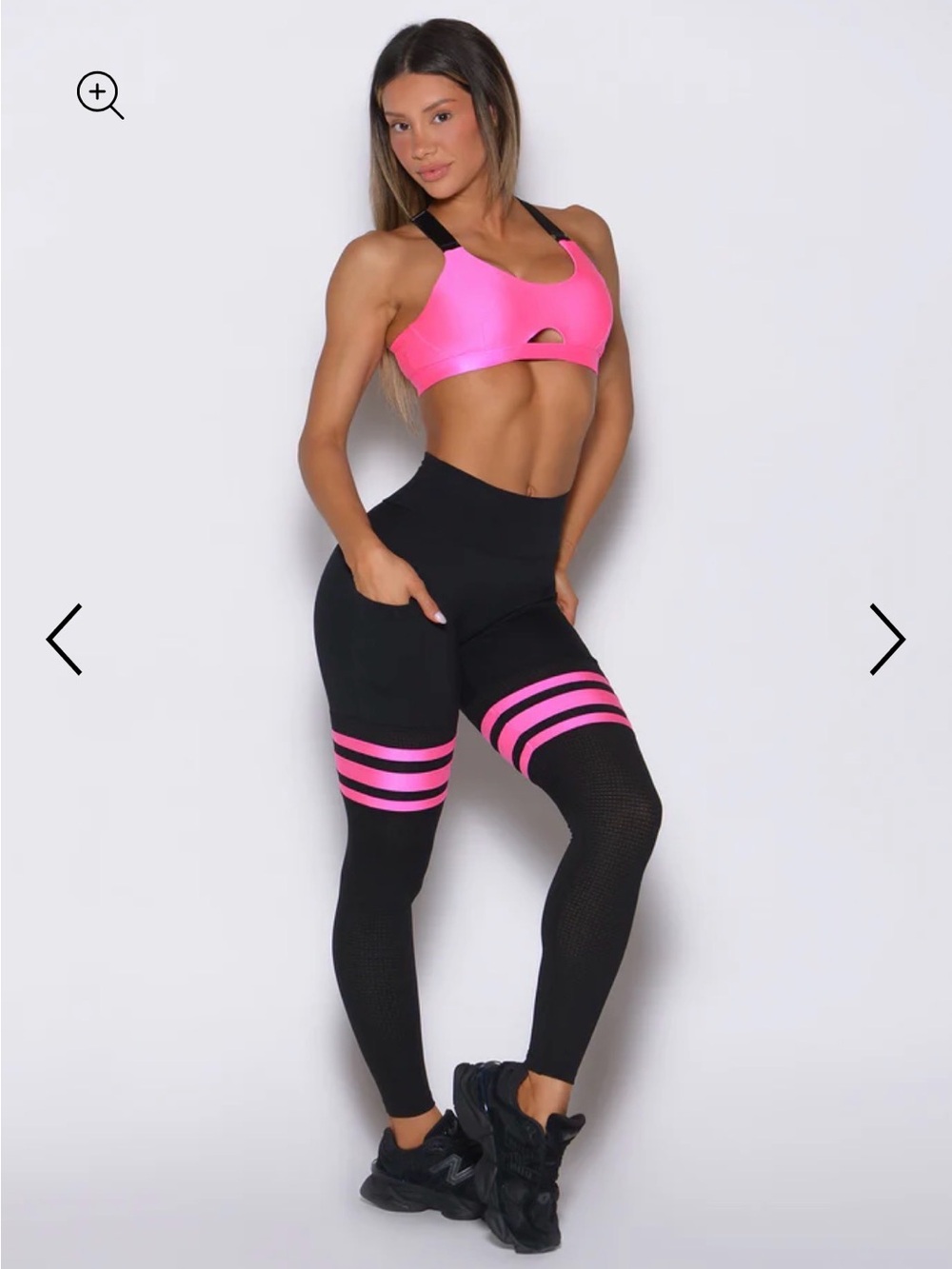Bombshell Sportwear Black & Pink Stripes - Scrunch with pockets size XXS, L New